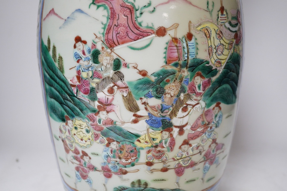 A large 19th-century Chinese famille rose baluster vase, 46cm high. Condition - section of rim lacking otherwise fair